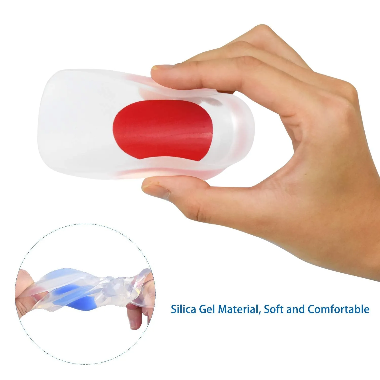 2 Pairs Orthotic Gel Heel Pads, Silicone Heel Cup Pads Heel Support Pads Cushions for Plantar Fasciitis Heel Pain
