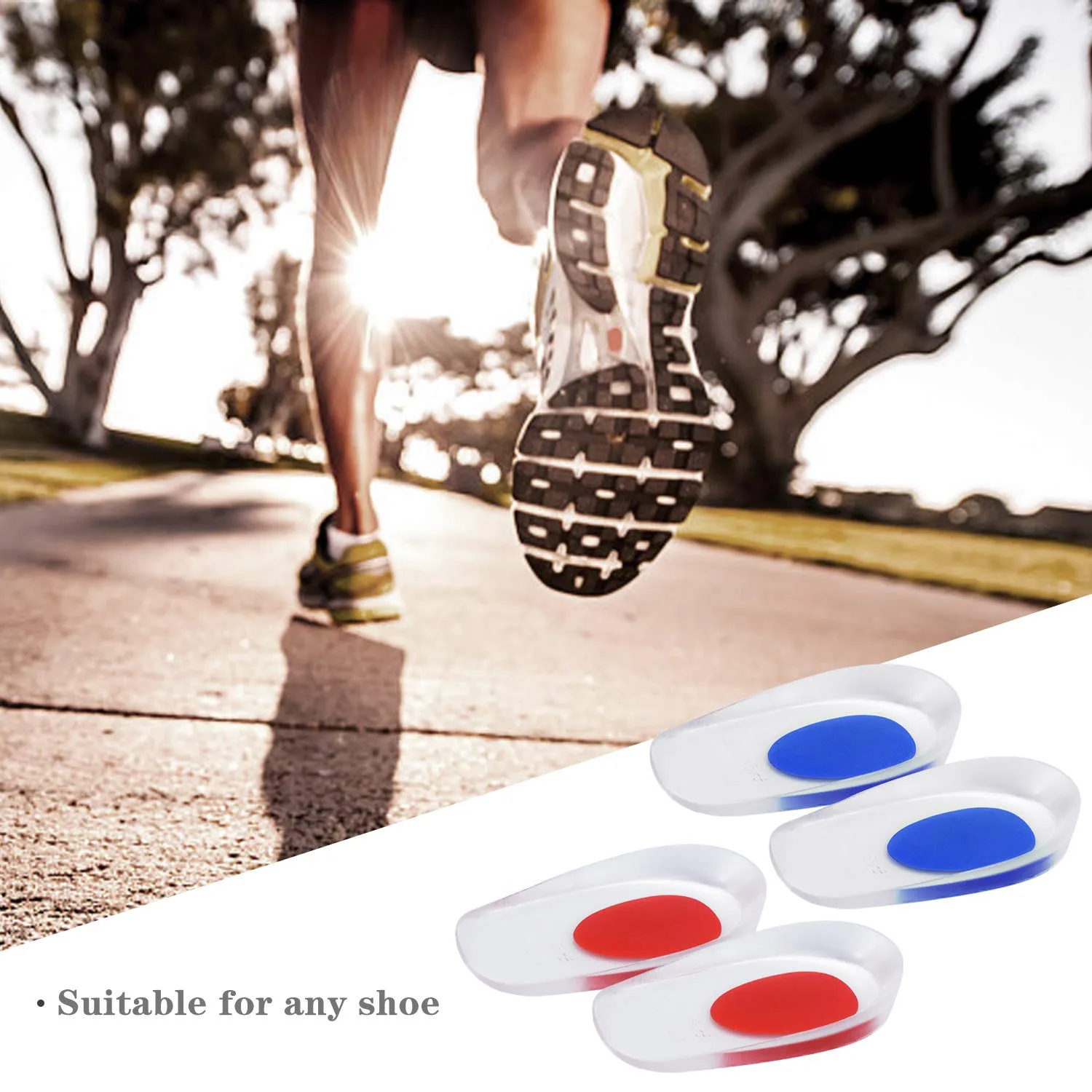2 Pairs Orthotic Gel Heel Pads, Silicone Heel Cup Pads Heel Support Pads Cushions for Plantar Fasciitis Heel Pain