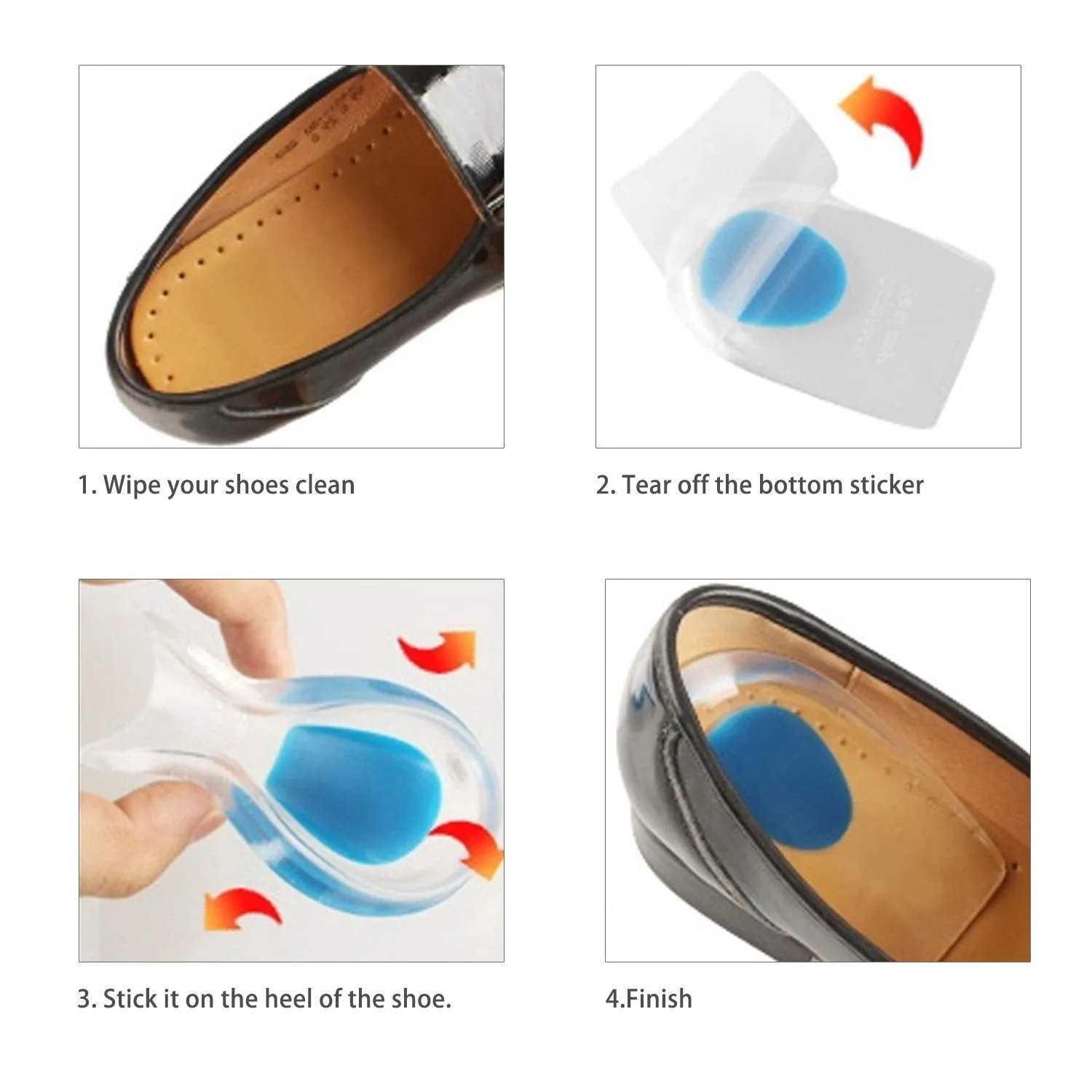 2 Pairs Orthotic Gel Heel Pads, Silicone Heel Cup Pads Heel Support Pads Cushions for Plantar Fasciitis Heel Pain