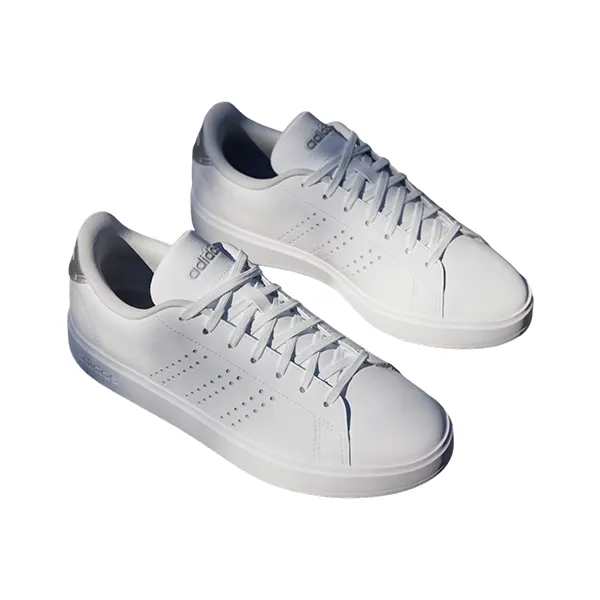 ADIDAS ADVANTAGE 2.0 LIFESTYLE SHOES FOR WOMEN, CLOUD WHITE & GREY TWO & SILVER METALLIC