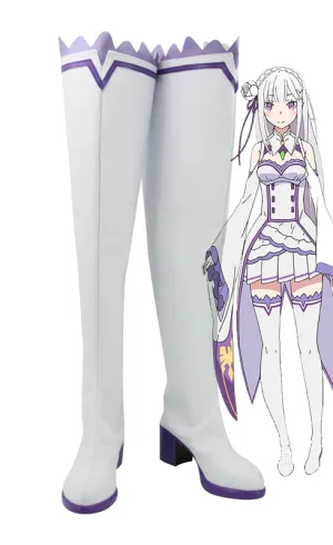 Anime Re Life in a Different World from Zero Emilia Cosplay Shoes Boots Custom Made for Adult Men and Women Halloween Carnival