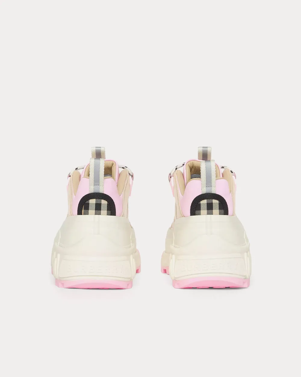 Arthur Check Cotton & Leather Pale Peach Low Top Sneakers