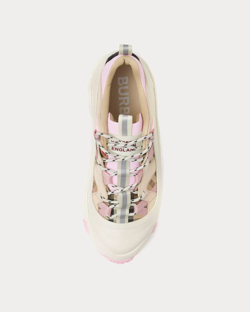 Arthur Check Cotton & Leather Pale Peach Low Top Sneakers