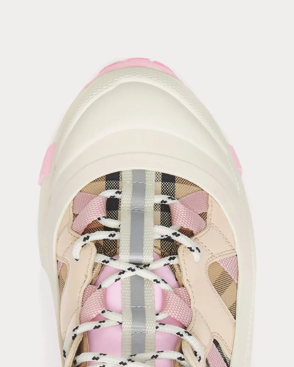 Arthur Check Cotton & Leather Pale Peach Low Top Sneakers