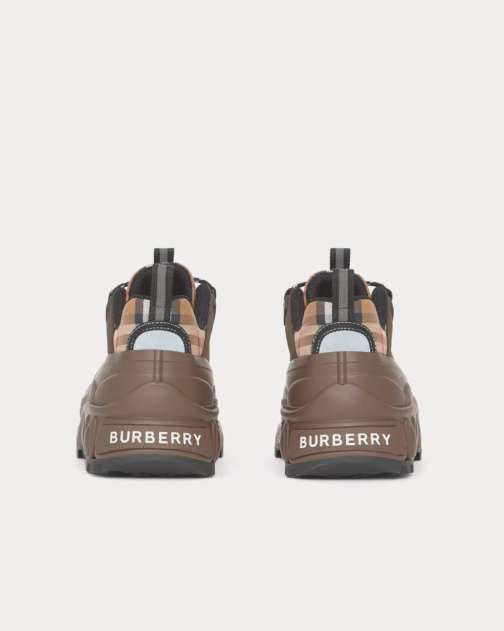 Arthur Check Cotton, Suede & Leather Birch Brown Low Top Sneakers