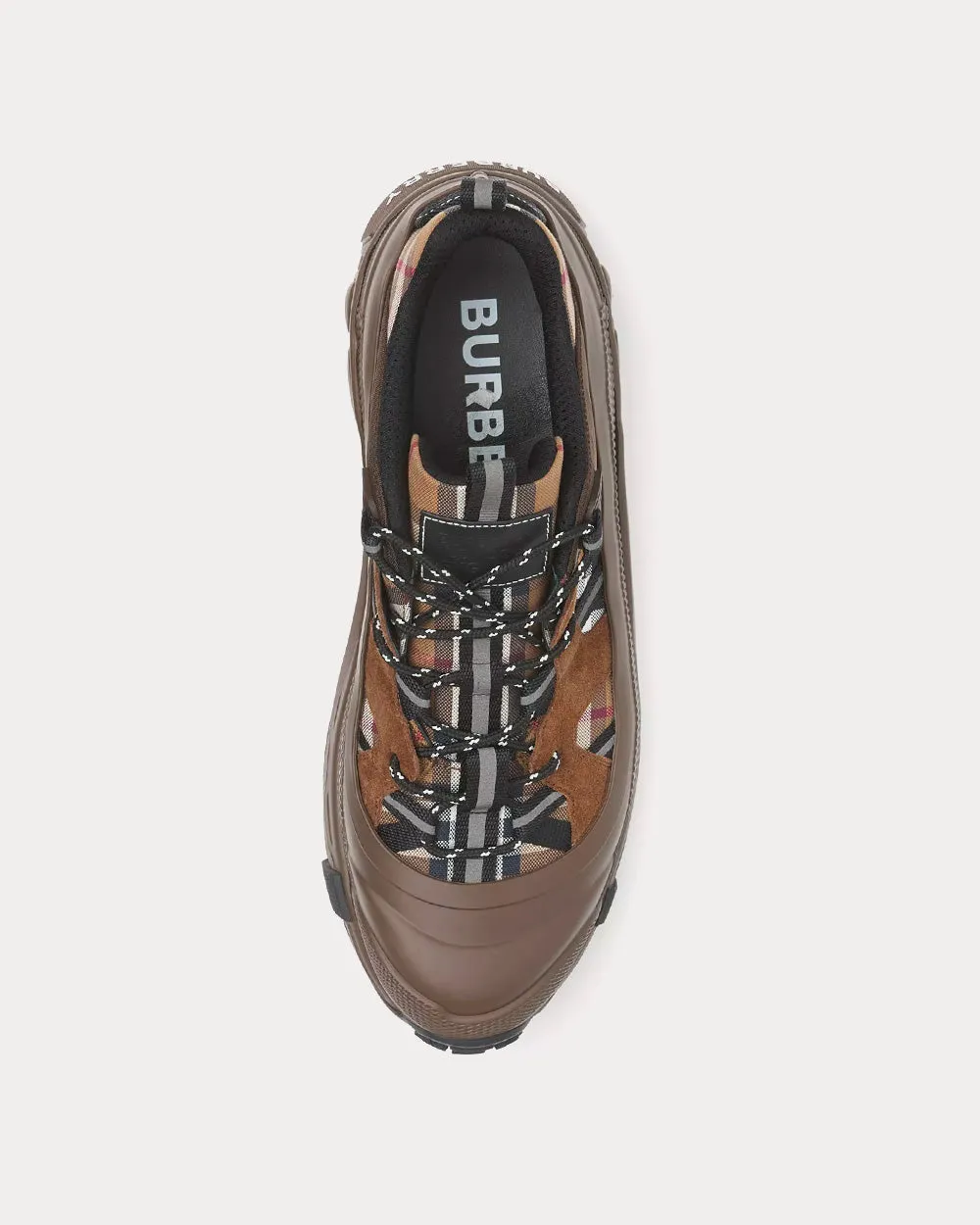 Arthur Check Cotton, Suede & Leather Birch Brown Low Top Sneakers