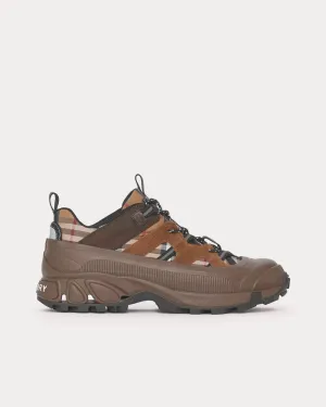 Arthur Check Cotton, Suede & Leather Birch Brown Low Top Sneakers