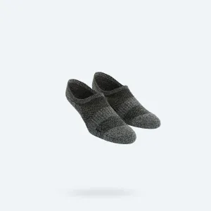 Atlas No Show Sock - Grey Black Heather