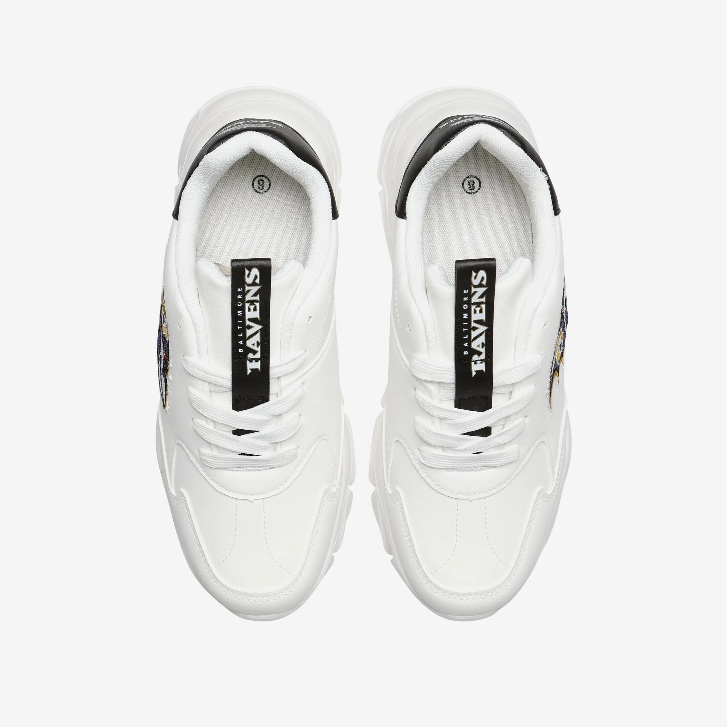 Baltimore Ravens Womens Glitter Big Logo Vintage White Chunky Sneaker