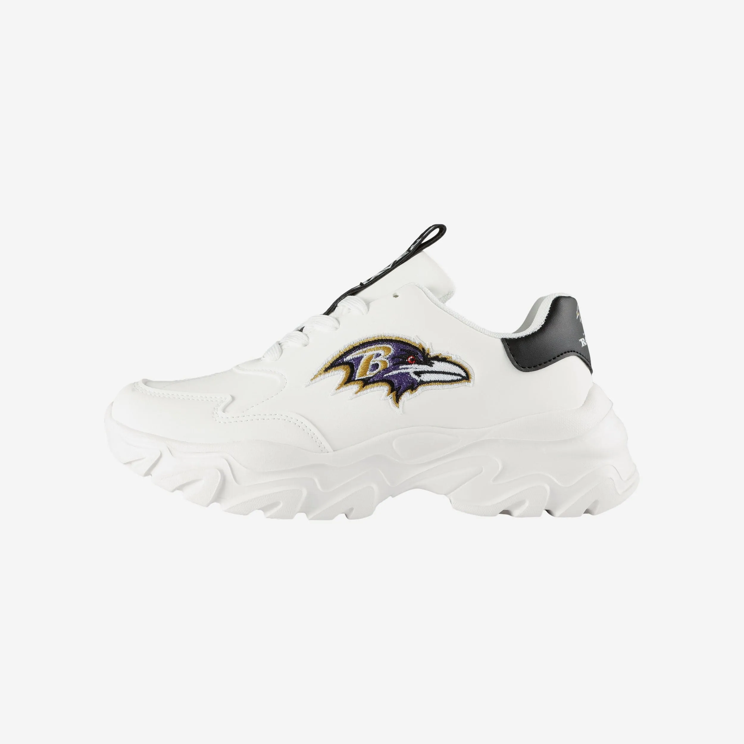 Baltimore Ravens Womens Glitter Big Logo Vintage White Chunky Sneaker