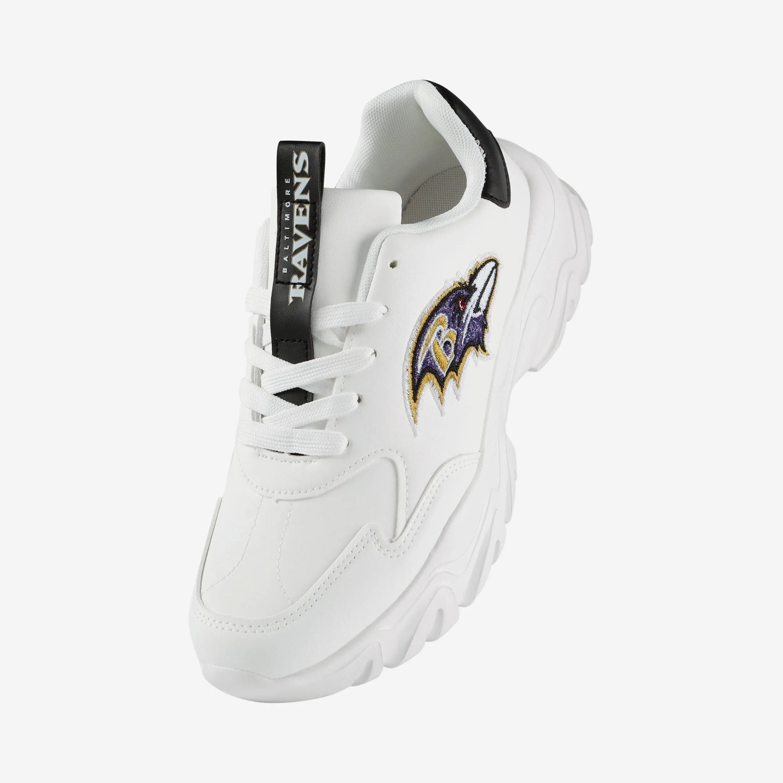 Baltimore Ravens Womens Glitter Big Logo Vintage White Chunky Sneaker