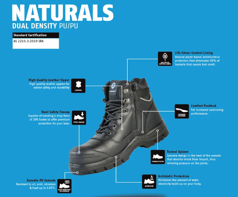 Bata - Safety Shoes - Atlas Zip Naturals Black (Size 11)