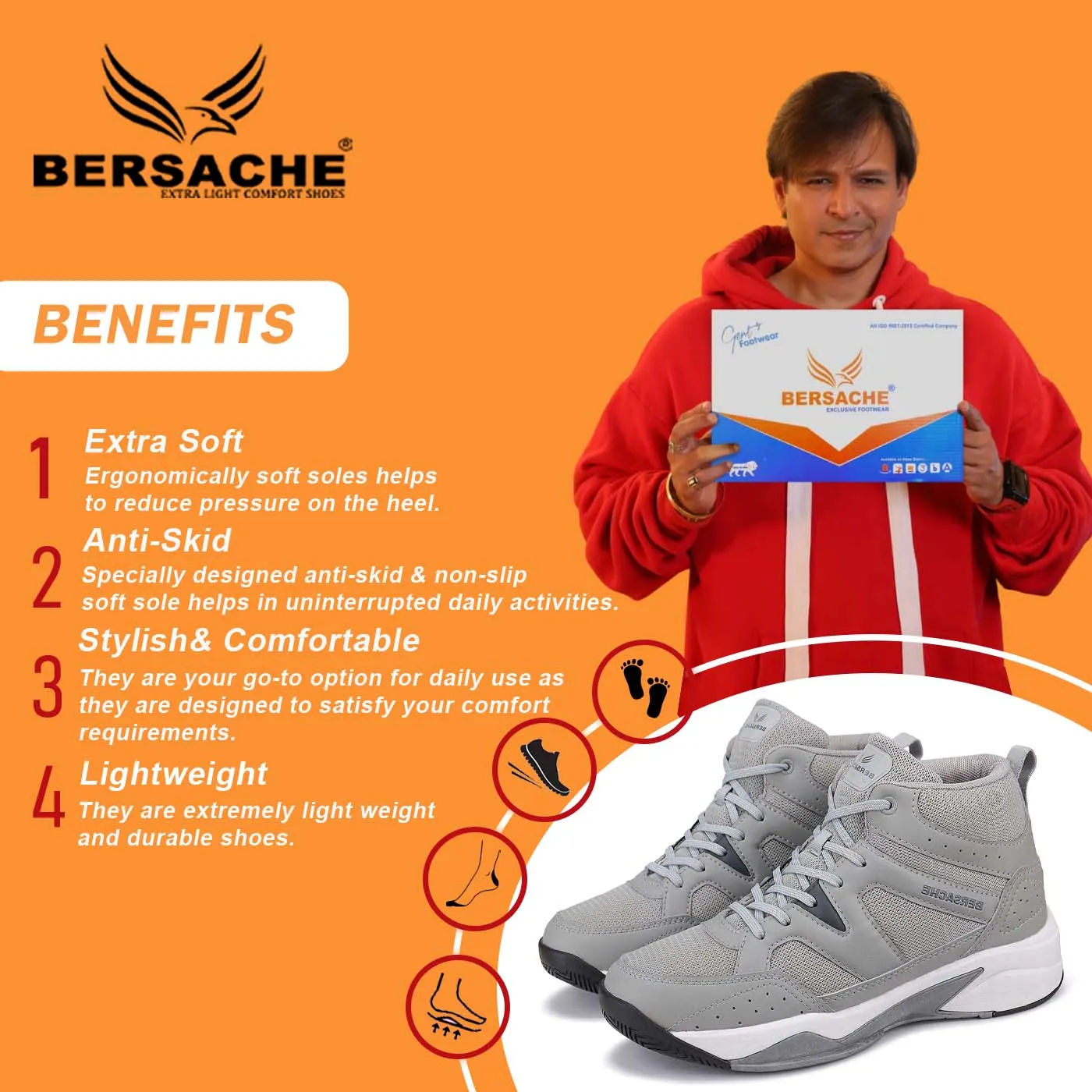 Bersache Casual Shoes For Men  Grey-9069