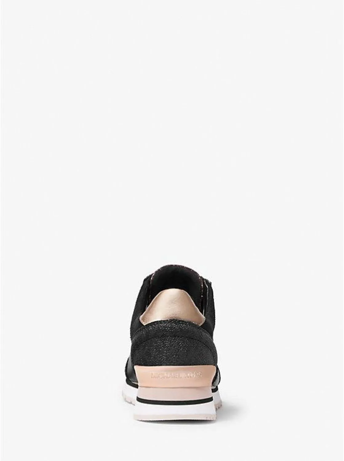 Billie Suede and Glitter Chain-Mesh Trainer