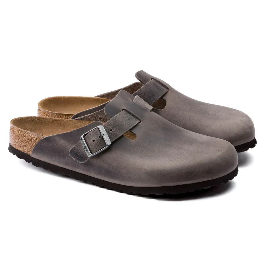 Birkenstock Boston Soft Footbed Iron Oiled Leather