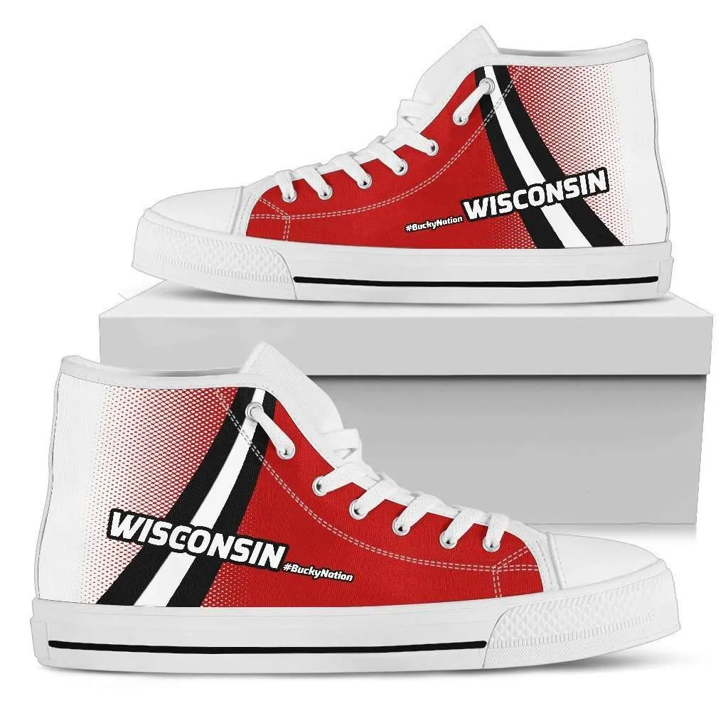 #BuckyNation Wisconsin Fan Canvas High Top Shoes