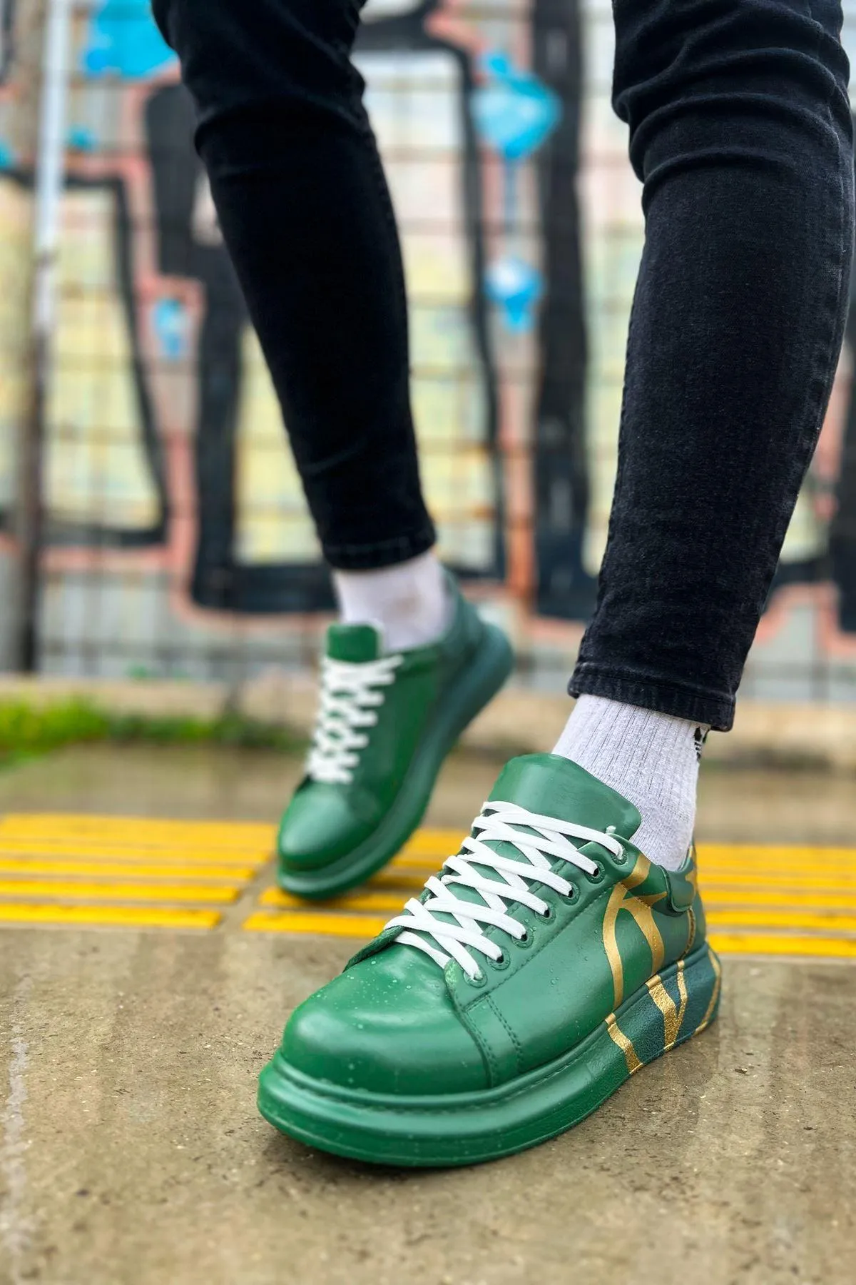 CH254 Men's Sport Sneakers Shoes 491 GREEN / DARK GREEN