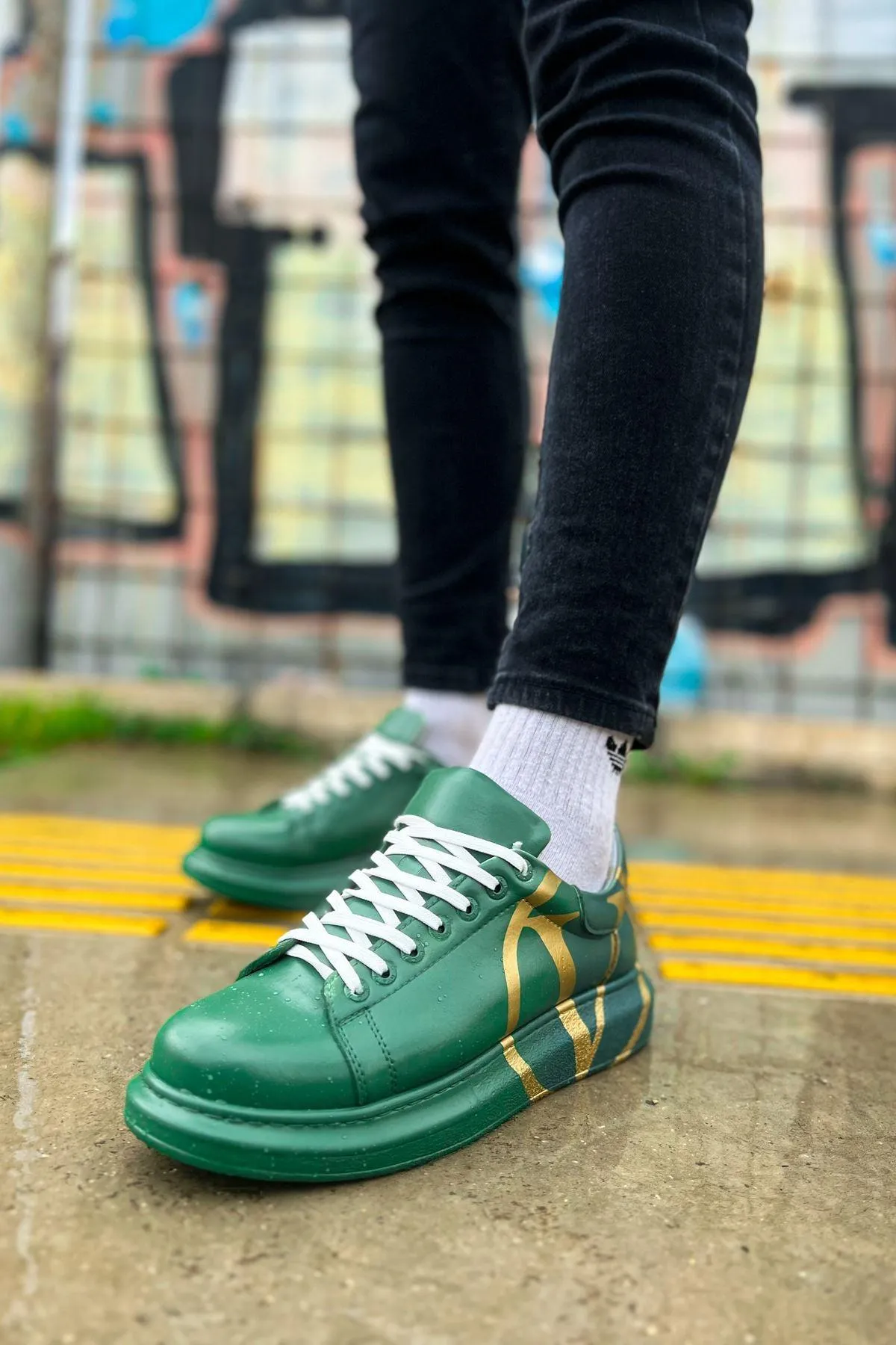 CH254 Men's Sport Sneakers Shoes 491 GREEN / DARK GREEN