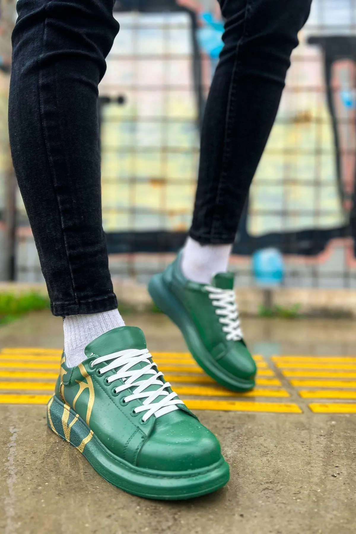 CH254 Men's Sport Sneakers Shoes 491 GREEN / DARK GREEN