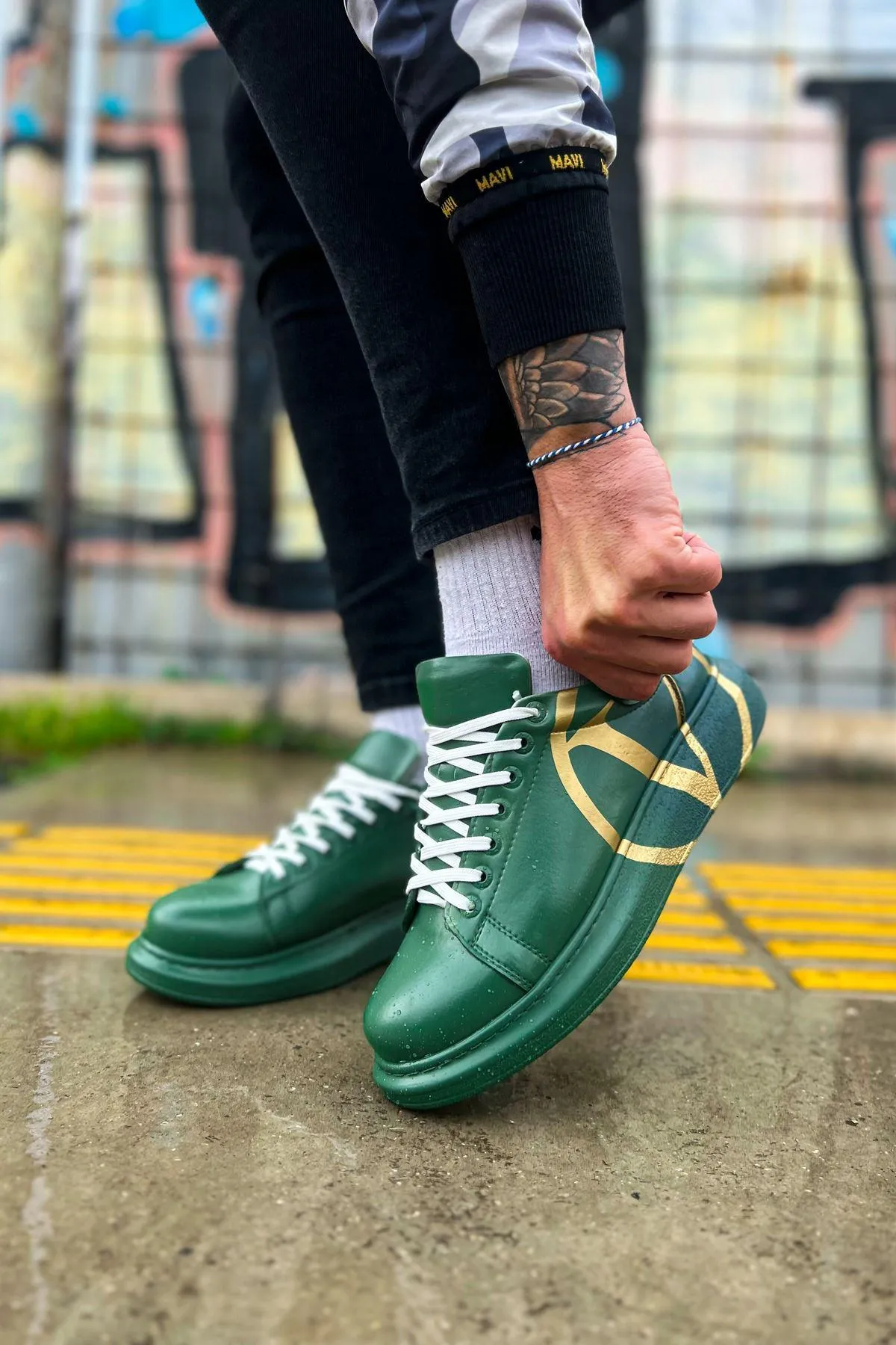 CH254 Men's Sport Sneakers Shoes 491 GREEN / DARK GREEN