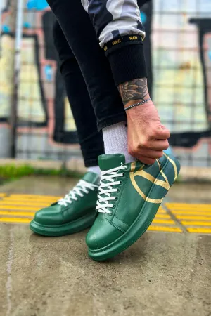 CH254 Men's Sport Sneakers Shoes 491 GREEN / DARK GREEN