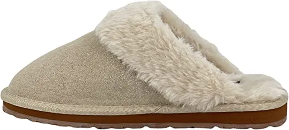 Clarks Open Back Suede Leather Comfort JMS0583C - Plush Faux Fur Trim - Indoor Outdoor House Slippers