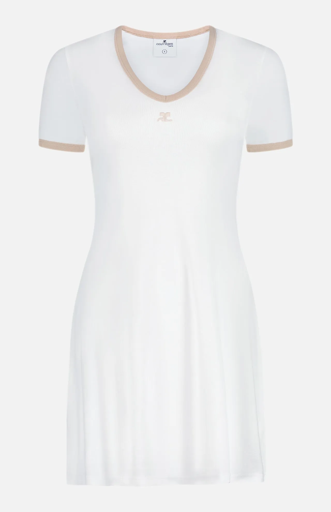 Contrast V-Neck Mini Dress