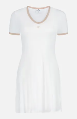 Contrast V-Neck Mini Dress