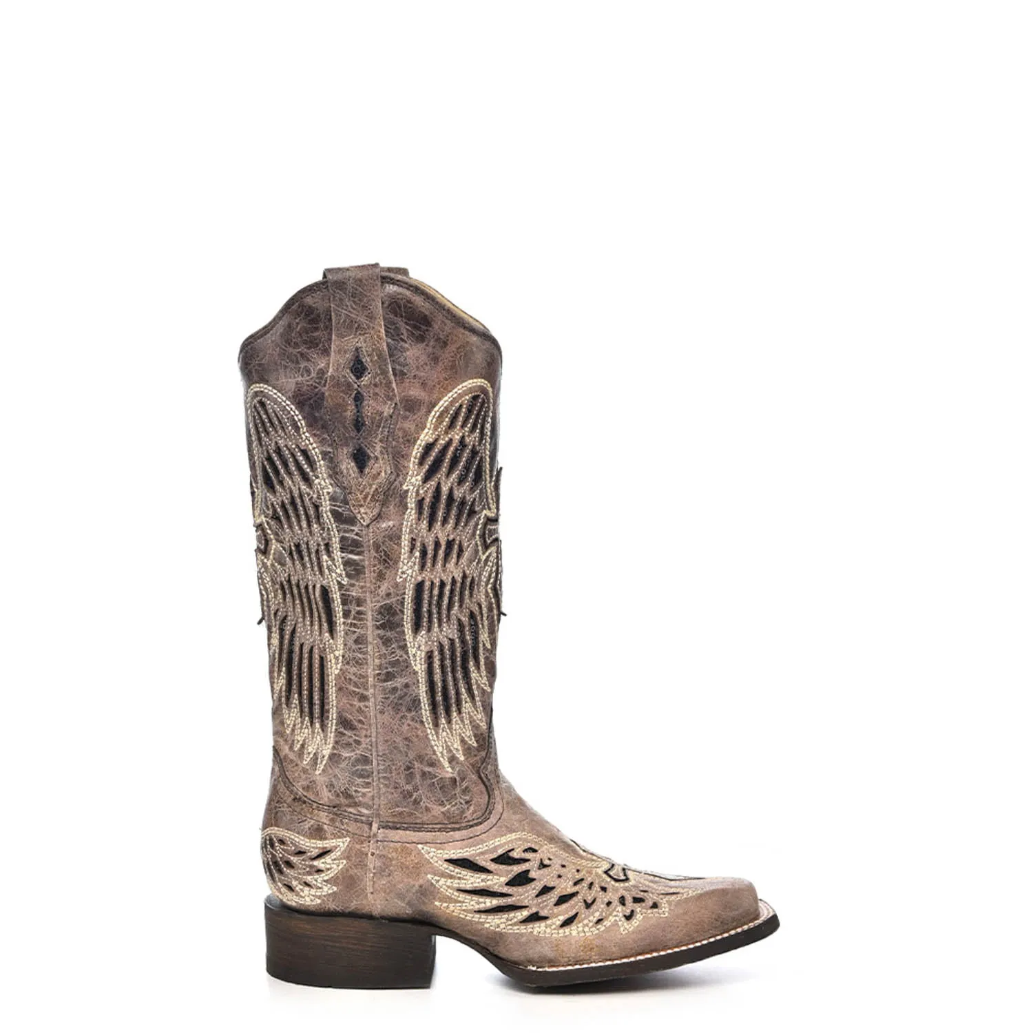 Corral Ladies Wing & Cross Brown Cowhide Leather Cowgirl Boots