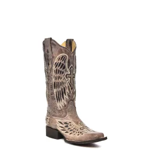 Corral Ladies Wing & Cross Brown Cowhide Leather Cowgirl Boots