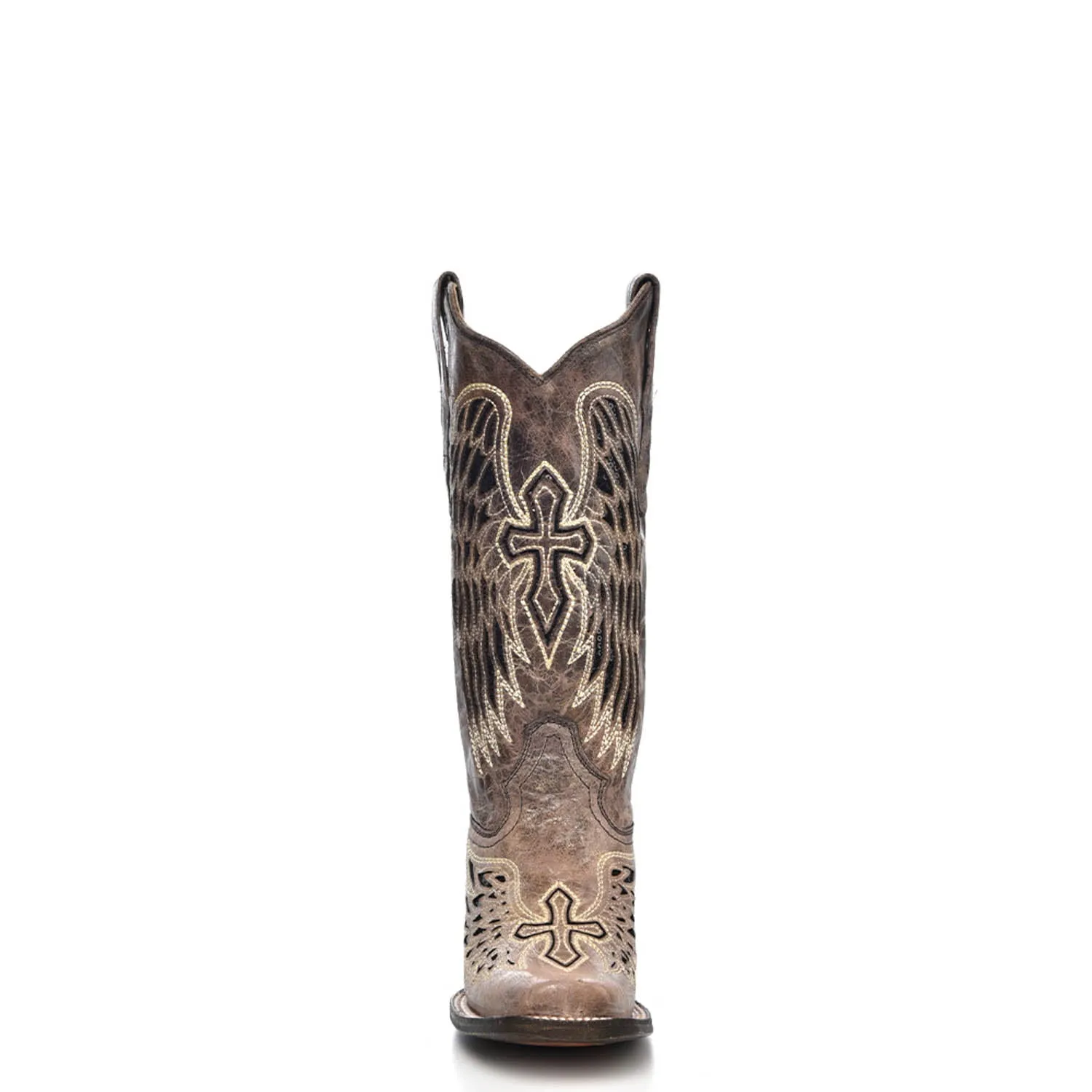 Corral Ladies Wing & Cross Brown Cowhide Leather Cowgirl Boots