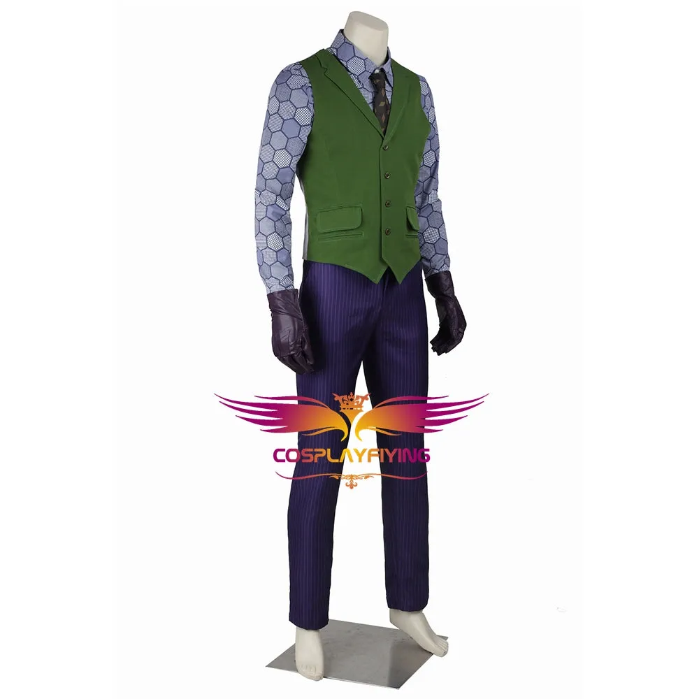 DC Batman: The Dark Knight Joker Cosplay Costume Trench Coat Vest Shirt Pants Tie Gloves without Suit for Halloween Carnival