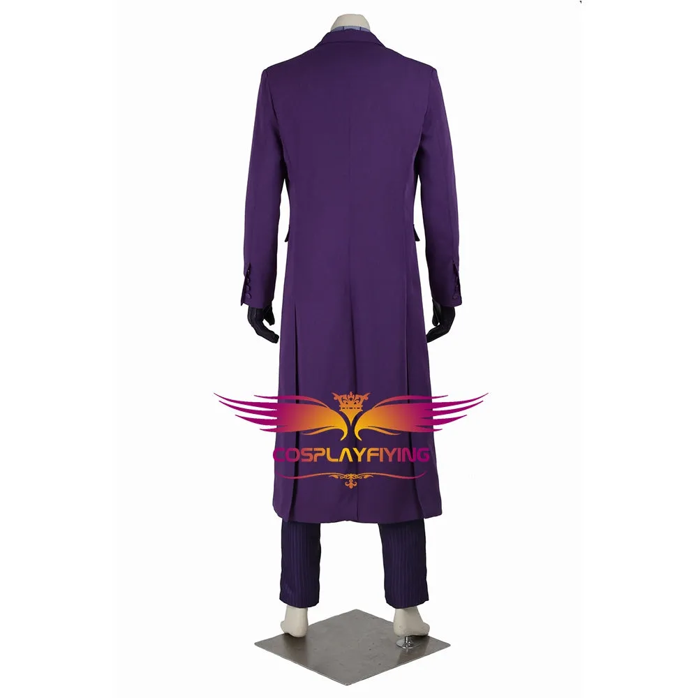 DC Batman: The Dark Knight Joker Cosplay Costume Trench Coat Vest Shirt Pants Tie Gloves without Suit for Halloween Carnival
