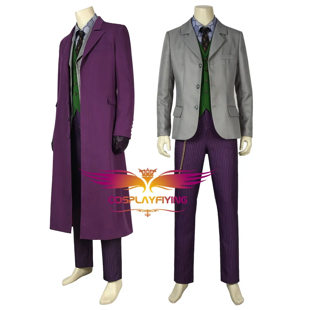 DC Comics Batman：The Dark Knight Joker Cosplay Costume Full Set with Mask for Halloween Carnival