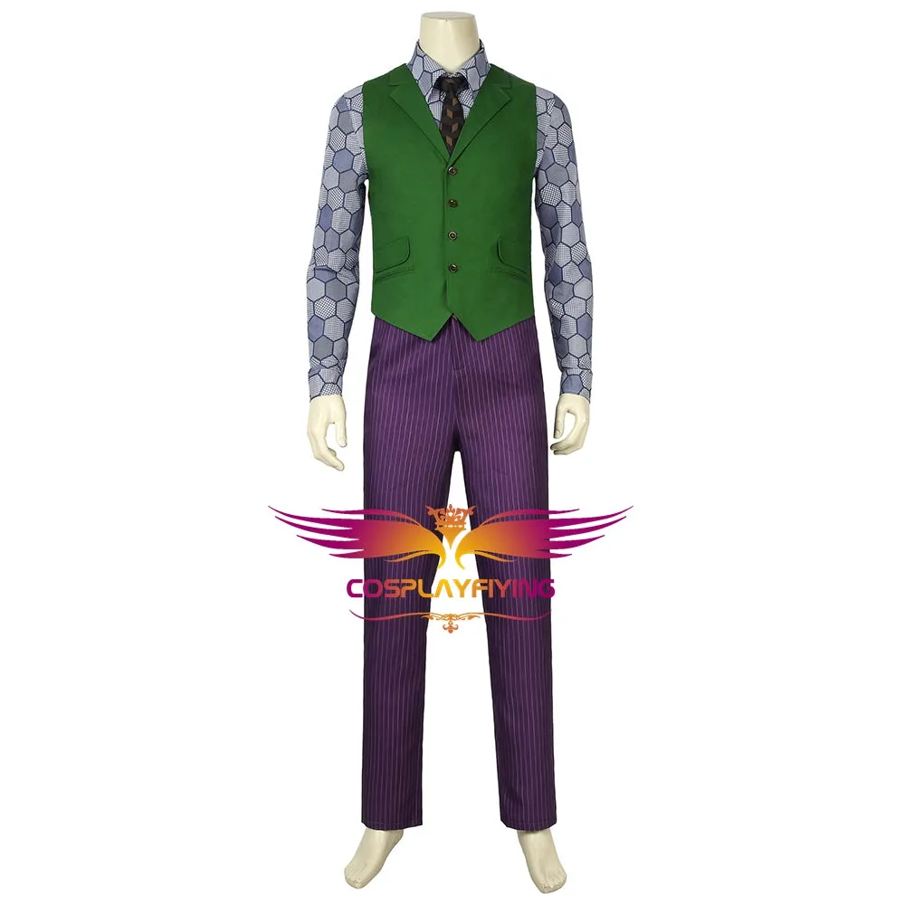 DC Comics Batman：The Dark Knight Joker Cosplay Costume Full Set with Mask for Halloween Carnival