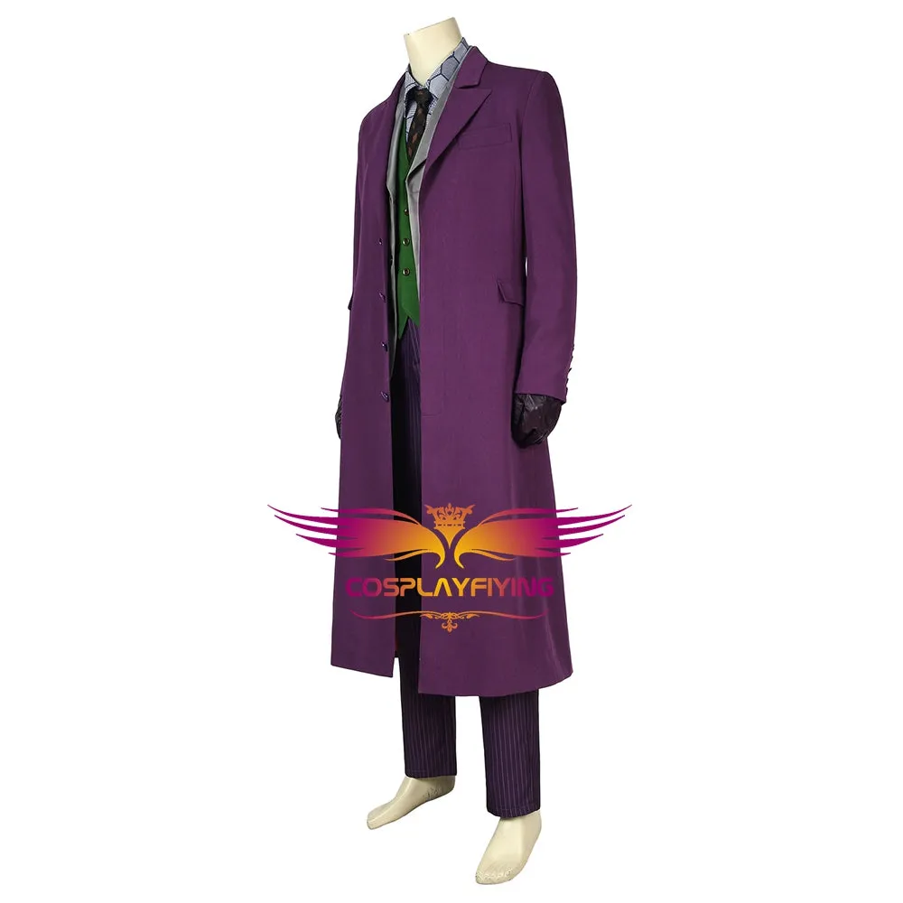 DC Comics Batman：The Dark Knight Joker Cosplay Costume Full Set with Mask for Halloween Carnival