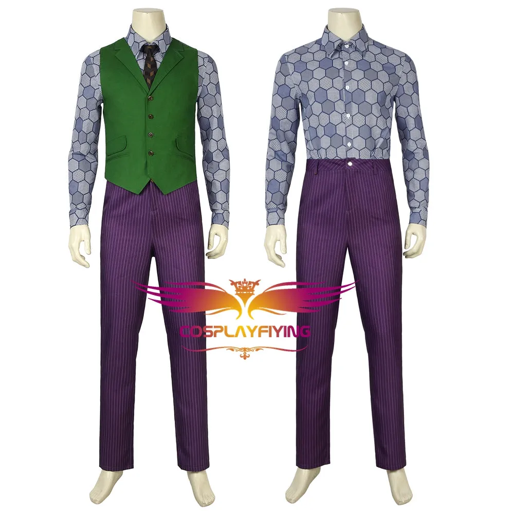 DC Comics Batman：The Dark Knight Joker Cosplay Costume Full Set with Mask for Halloween Carnival