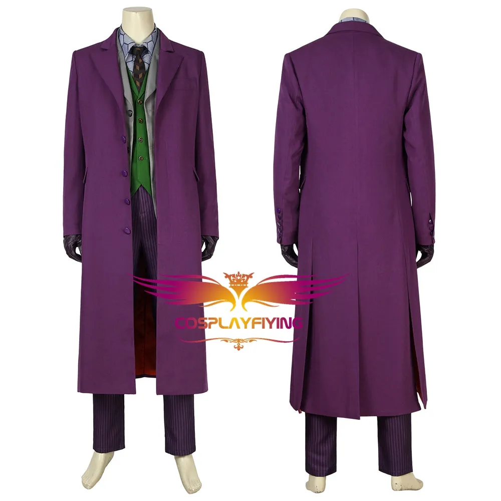 DC Comics Batman：The Dark Knight Joker Cosplay Costume Full Set with Mask for Halloween Carnival