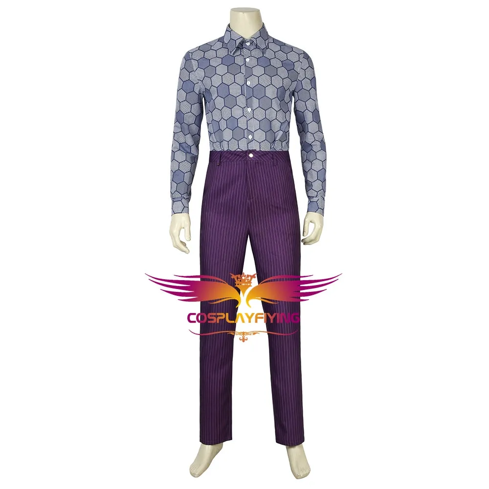 DC Comics Batman：The Dark Knight Joker Cosplay Costume Full Set with Mask for Halloween Carnival