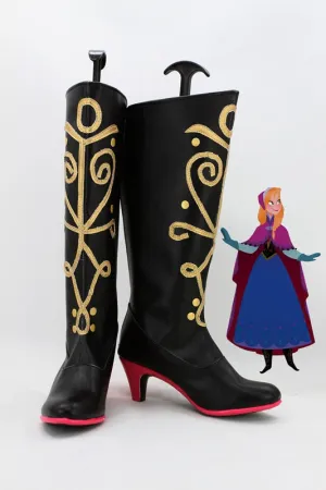 Disney Movie Frozen Anna Cosplay Shoes Boots Custom Made for Adult Men and Women