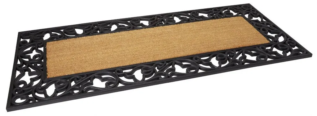 Floral Welcome Wrought Iron Rubber Coir Doormat