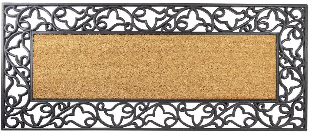Floral Welcome Wrought Iron Rubber Coir Doormat