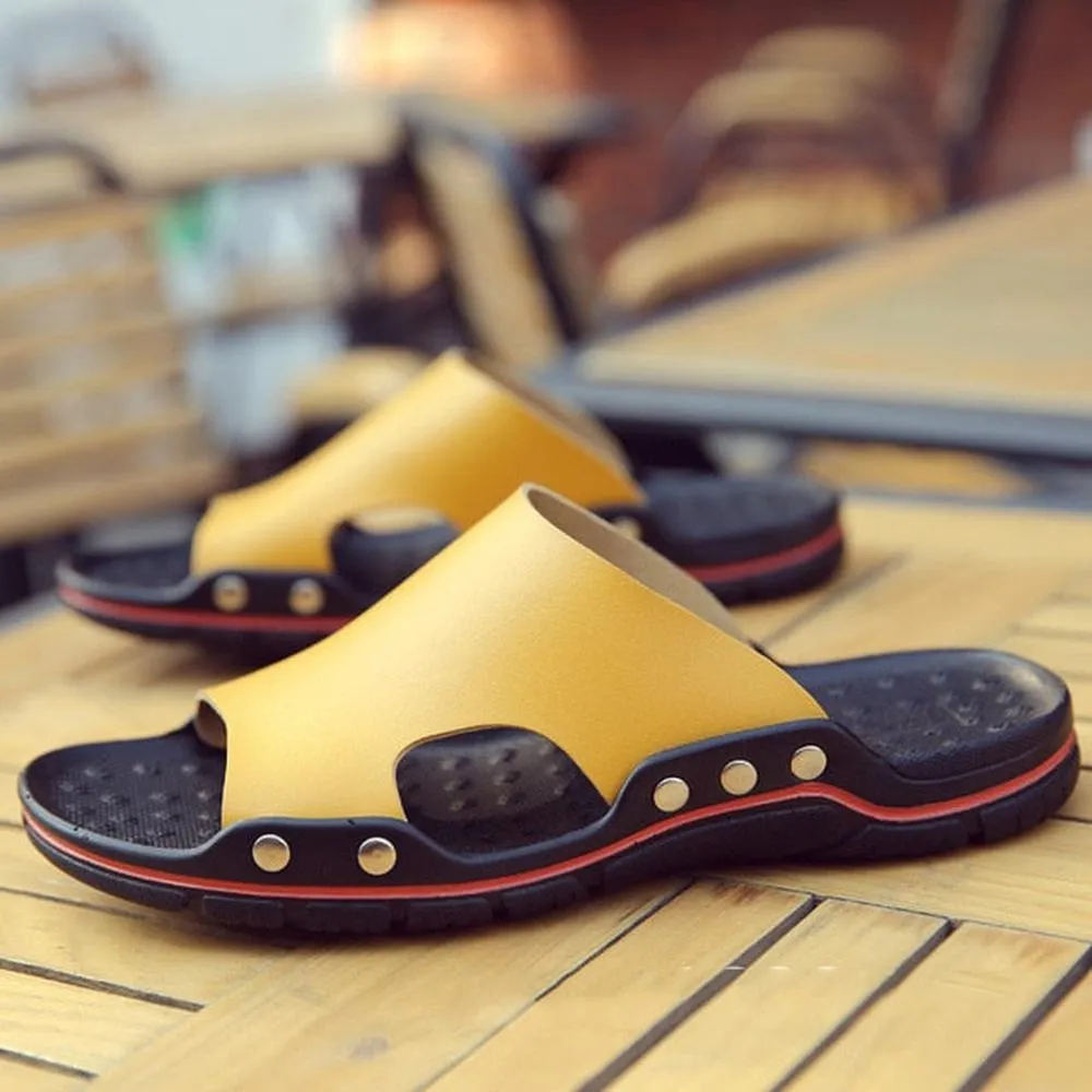 Genuine Cow Leather Outdoor Slippers