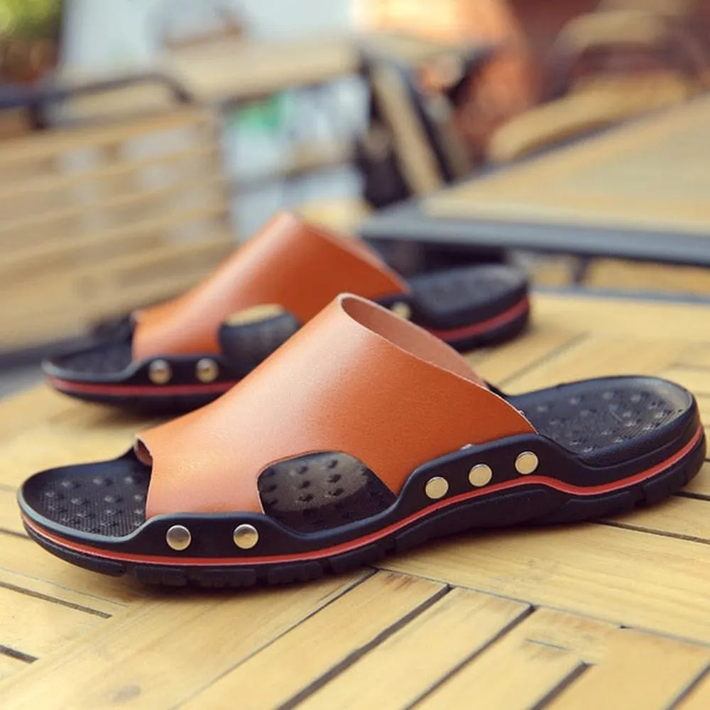 Genuine Cow Leather Outdoor Slippers