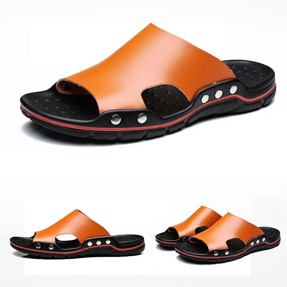 Genuine Cow Leather Outdoor Slippers