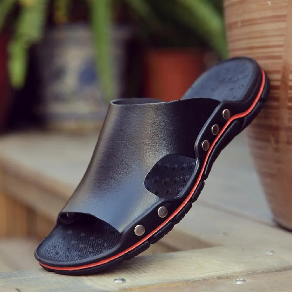 Genuine Cow Leather Outdoor Slippers