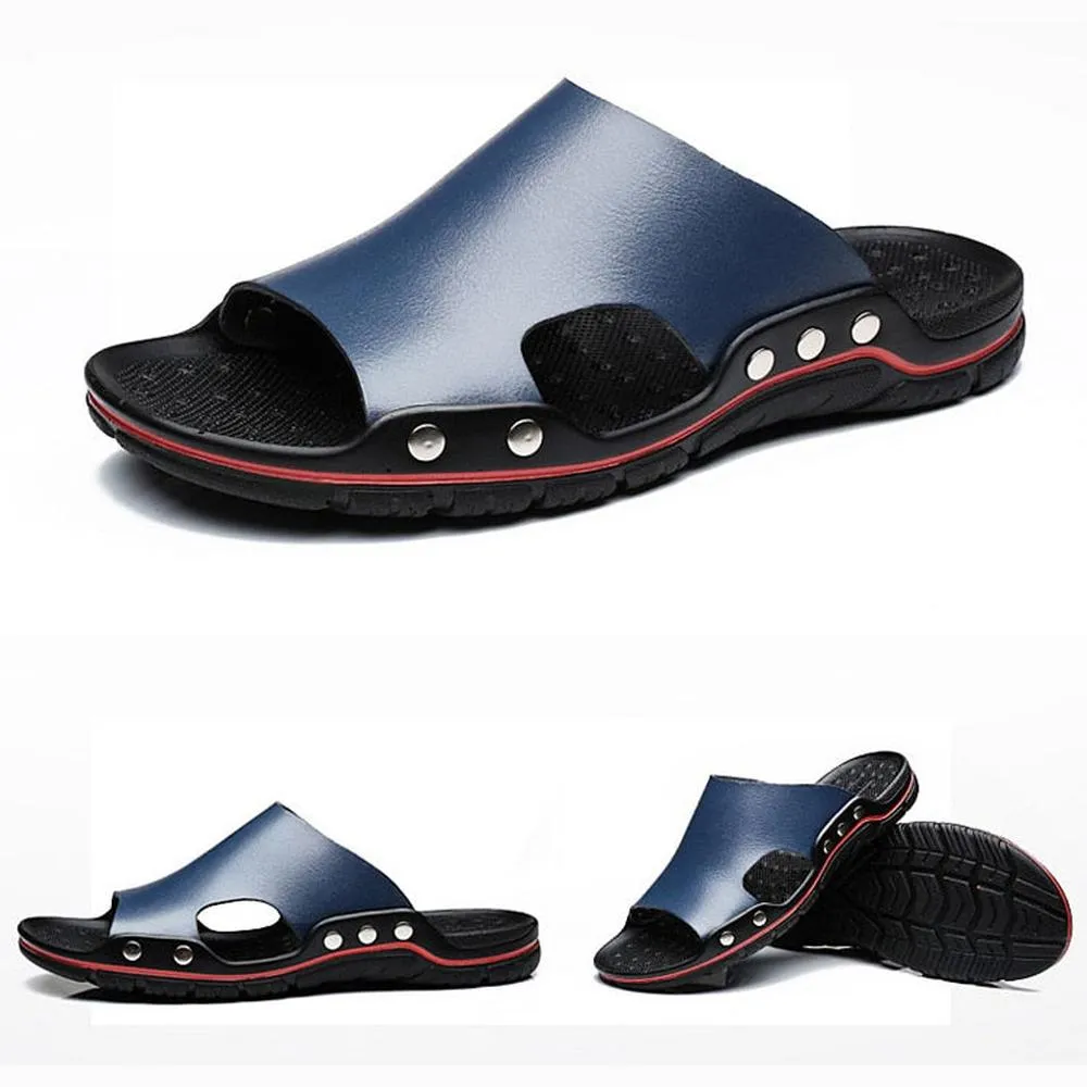 Genuine Cow Leather Outdoor Slippers