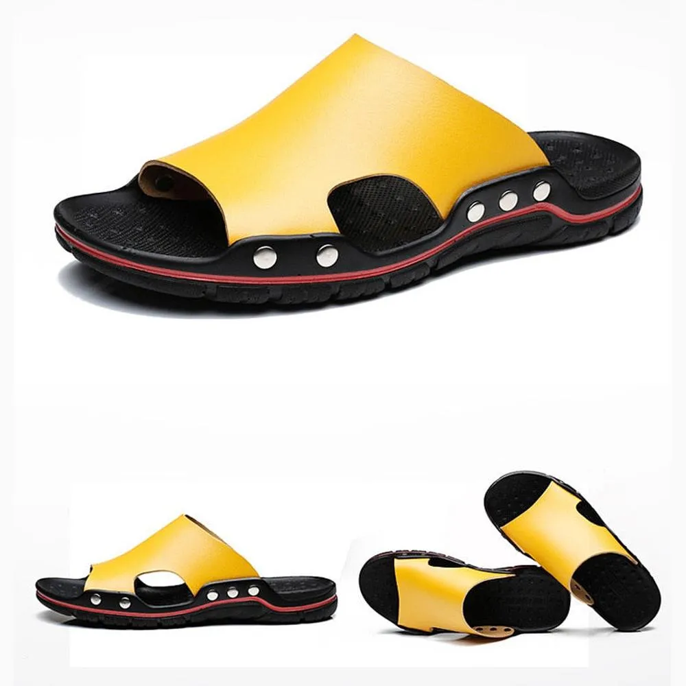 Genuine Cow Leather Outdoor Slippers