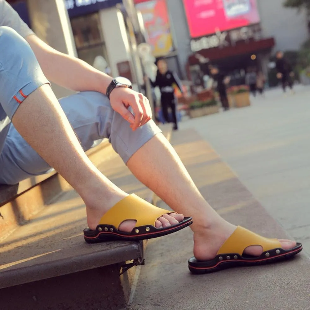 Genuine Cow Leather Outdoor Slippers