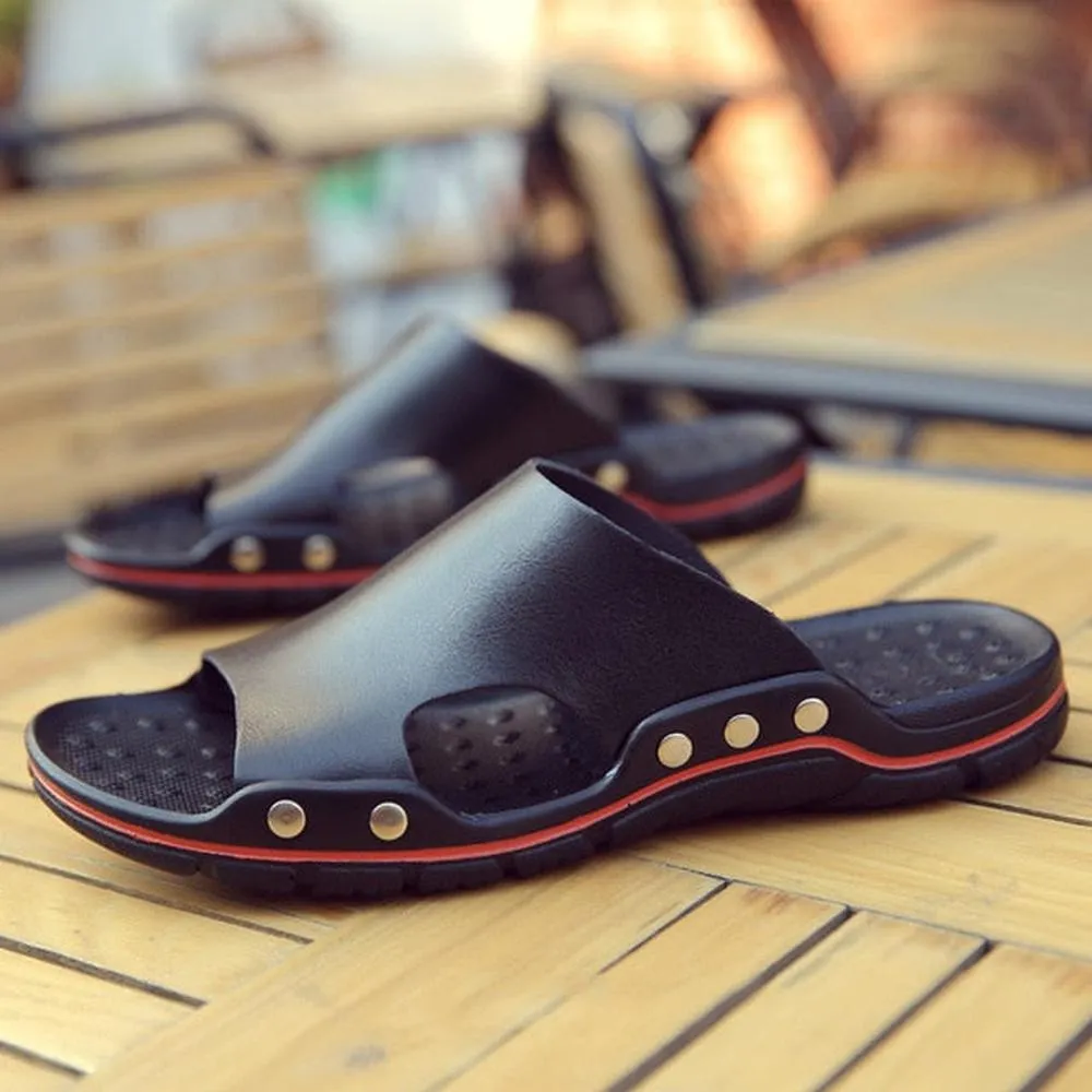 Genuine Cow Leather Outdoor Slippers